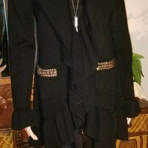 Allegra K Studded Black Sweater Cardigan L, NWT